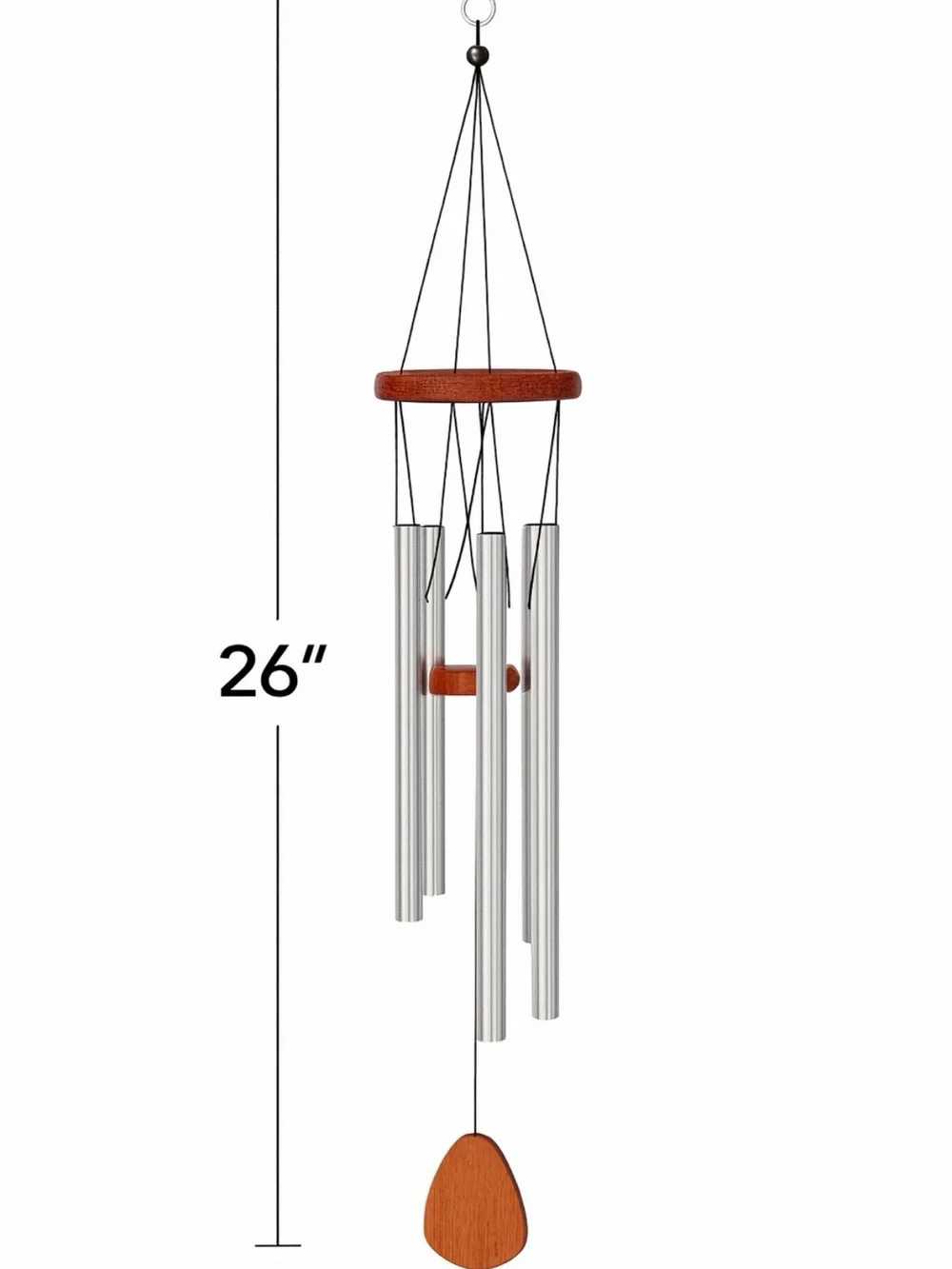 Silver Wooden-Tone Wind Chime, 26”x3”